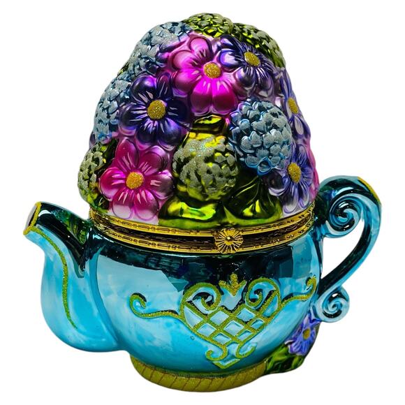 Christopher Radko 6" Hinged Porcelain Trinket Teapot 2006 Spring Bouquet MIB - Picture 15 of 15